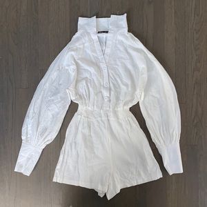 New Shein White Linen Romper/Jumpsuit-Medium/US 6
